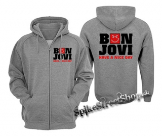 BON JOVI - Have A Nice Day - šedá pánska mikina na zips