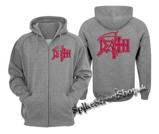 DEATH - Logo - šedá pánska mikina na zips