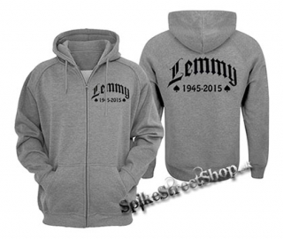 LEMMY - 1945-2015 - šedá pánska mikina na zips