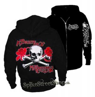 BULLET FOR MY VALENTINE - Roses & Skull - čierna mikina na zips