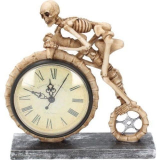 GOTHIC COLLECTION - Wheels of Time Skeleton Novelty Table Cloc - stolové hodiny