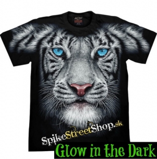 ANIMAL COLLECTION - Snow Tiger - čierne pánske tričko