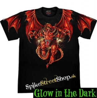 FANTASY MOTIVES - Red Dragon - čierne pánske tričko