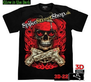 FANTASY MOTIVES - Bandit Skull - čierne pánske 3D tričko