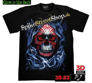 FANTASY MOTIVES - Red Tribal Skull - čierne pánske 3D tričko