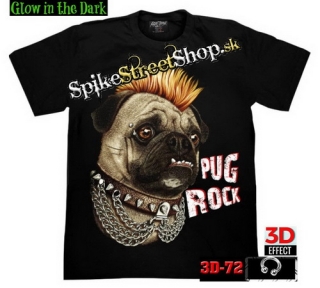 DOGS COLLECTION - Pug Rock - čierne pánske 3D tričko