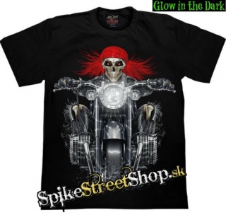 BIKER COLLECTION - Red Hair Reaper Rider - čierne pánske tričko