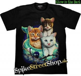 CAT COLLECTION - Playful Kitties - čierne pánske tričko