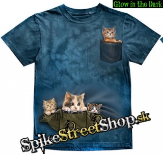 ANIMAL COLLECTION - Pocket Kitties - modré pánske tričko