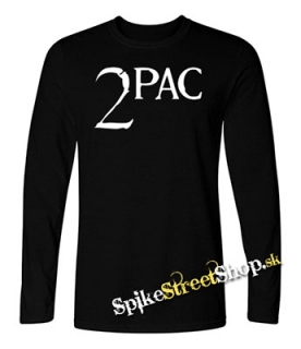 2 PAC - Logo - čierne pánske tričko s dlhými rukávmi