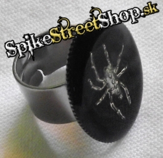 SPIDER - Silver Spider in Black Oval - prsteň