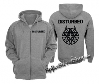 DISTURBED - Logo - šedá pánska mikina na zips