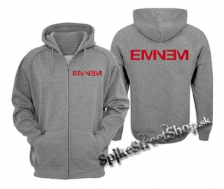 EMINEM - Red Logo - šedá pánska mikina na zips