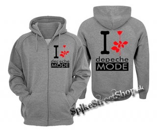 I LOVE DEPECHE MODE - šedá pánska mikina na zips
