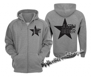 JUSTIN BIEBER - Star - šedá pánska mikina na zips