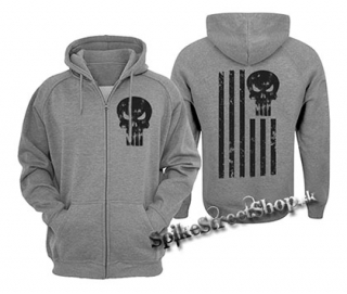 LEBKA - Punisher American - šedá pánska mikina na zips