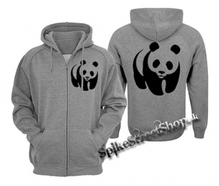 PANDA - šedá pánska mikina na zips