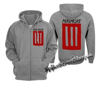 PARAMORE - 3 Bar - šedá pánska mikina na zips