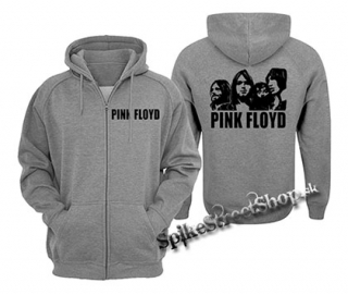 PINK FLOYD - Logo And Band - šedá pánska mikina na zips