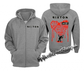 RIXTON - Me And My Broken Heart - šedá pánska mikina na zips