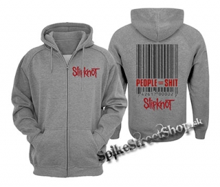 SLIPKNOT - People Shit - červené - šedá pánska mikina na zips