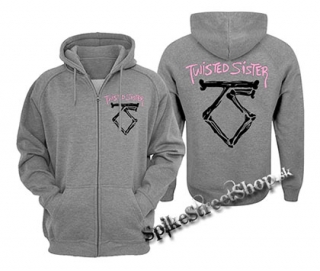 TWISTED SISTER - Logo - šedá pánska mikina na zips