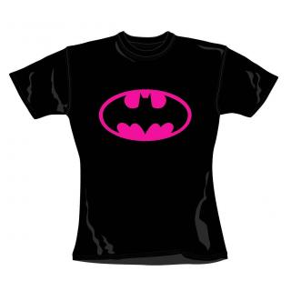 BATMAN - Block Pink Logo - čierne dámske tričko