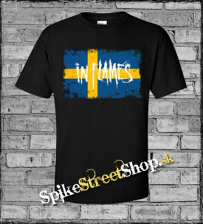 IN FLAMES - Swedish Flag - White Motive - čierne detské tričko