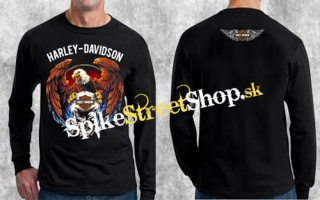 HARLEY DAVIDSON - Skull & Eagle - čierne pánske tričko s dlhými rukávmi