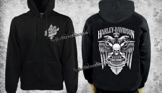 HARLEY DAVIDSON - Herb - čierna pánska mikina na zips