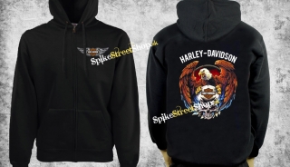 HARLEY DAVIDSON - Skull & Eagle - čierna pánska mikina na zips