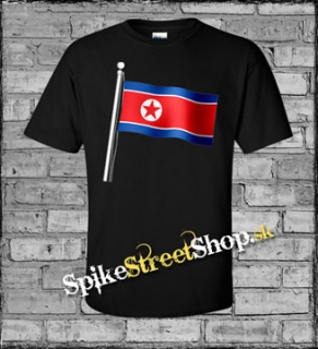 NORTH KOREA FLAG - Severokórejská vlajka - čierne detské tričko