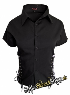 PUNK - Black Gothic Shirt with Laces - čierna dámska košeľa
