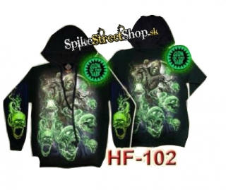 GOTHIC COLLECTION - Green Skulls Reaper - čierna pánska mikina