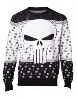 MARVEL - Punisher X-mas Men's Jumper - čiernobiely pánsky sveter