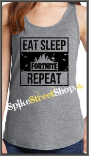 FORTNITE - Eat, Sleep, Repeat - Ladies Vest Top - šedé