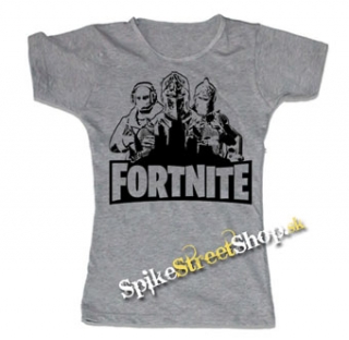 FORTNITE - Logo & Skins - šedé dámske tričko