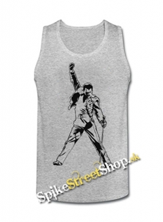 FREDDIE MERCURY - Portrait - Mens Vest Tank Top - šedé