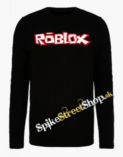 ROBLOX - Logo Red White - čierne pánske tričko s dlhými rukávmi