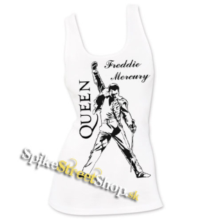 FREDDIE MERCURY - Logo & Portrait - Ladies Vest Top - biele