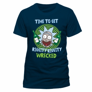 RICK AND MORTY - Riggity Riggity Wrecked - modré pánske tričko