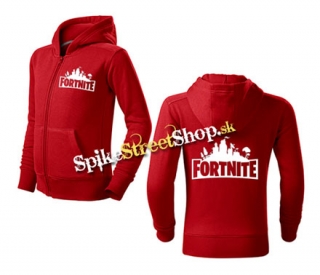 FORTNITE - Logo - červená detská mikina na zips