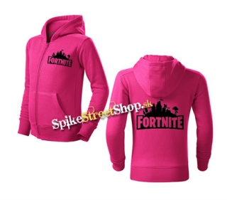 FORTNITE - Logo - ružová detská mikina na zips