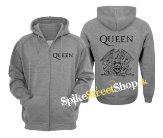 QUEEN - Logo - šedá pánska mikina na zips
