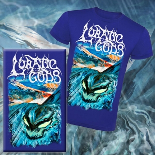 LUNATIC GODS - Čiernohlav & Classic Logo - modré pánske tričko