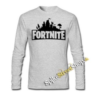 FORTNITE - Logo - šedé pánske tričko s dlhými rukávmi