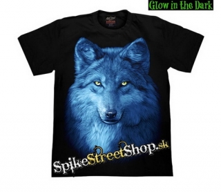 ANIMAL COLLECTION - Blue Wolf - čierne pánske tričko