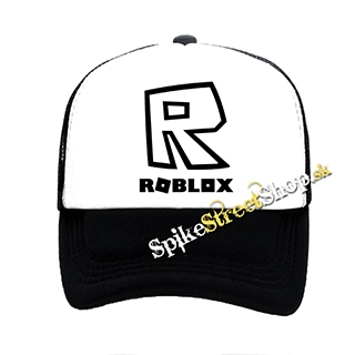 ROBLOX - Symbol & Znak - čiernobiela sieťkovaná šiltovka model "Trucker"
