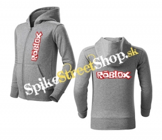 ROBLOX - Logo Red White - šedá detská mikina na zips