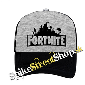 FORTNITE - Logo - šedočierna sieťkovaná šiltovka model "Trucker"